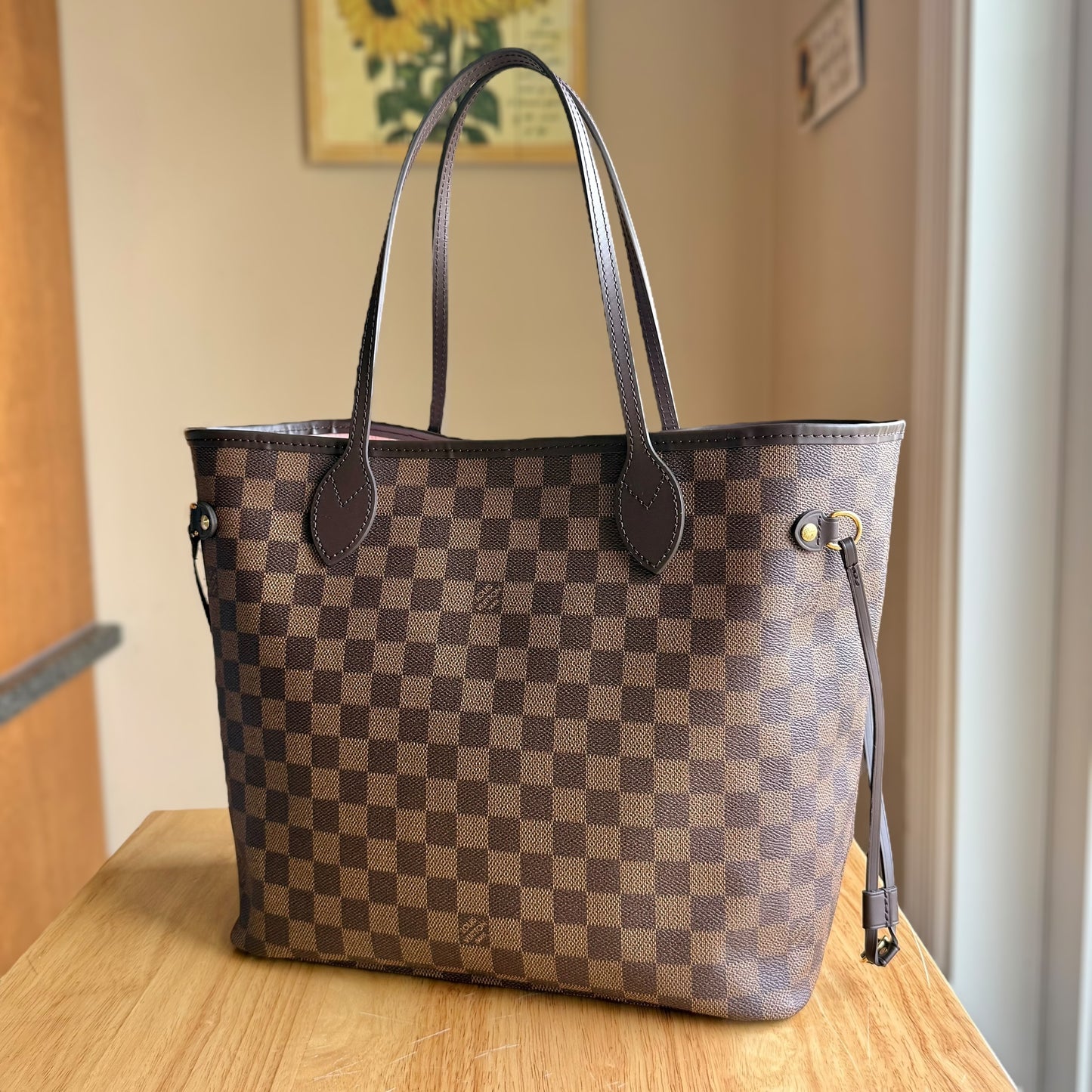 Damier Ebene Neverfull MM Set (Rose Ballerine)