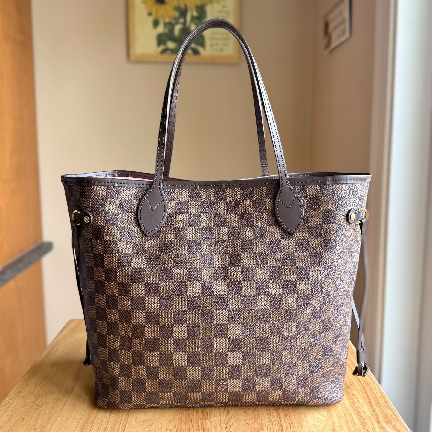 Damier Ebene Neverfull MM Set (Rose Ballerine)