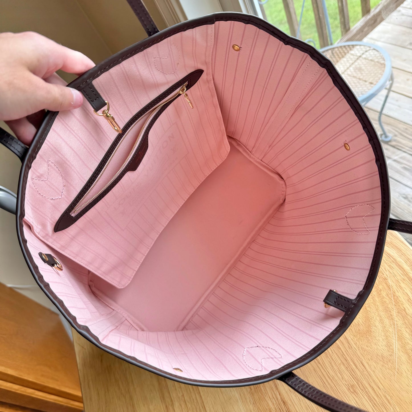Damier Ebene Neverfull MM Set (Rose Ballerine)