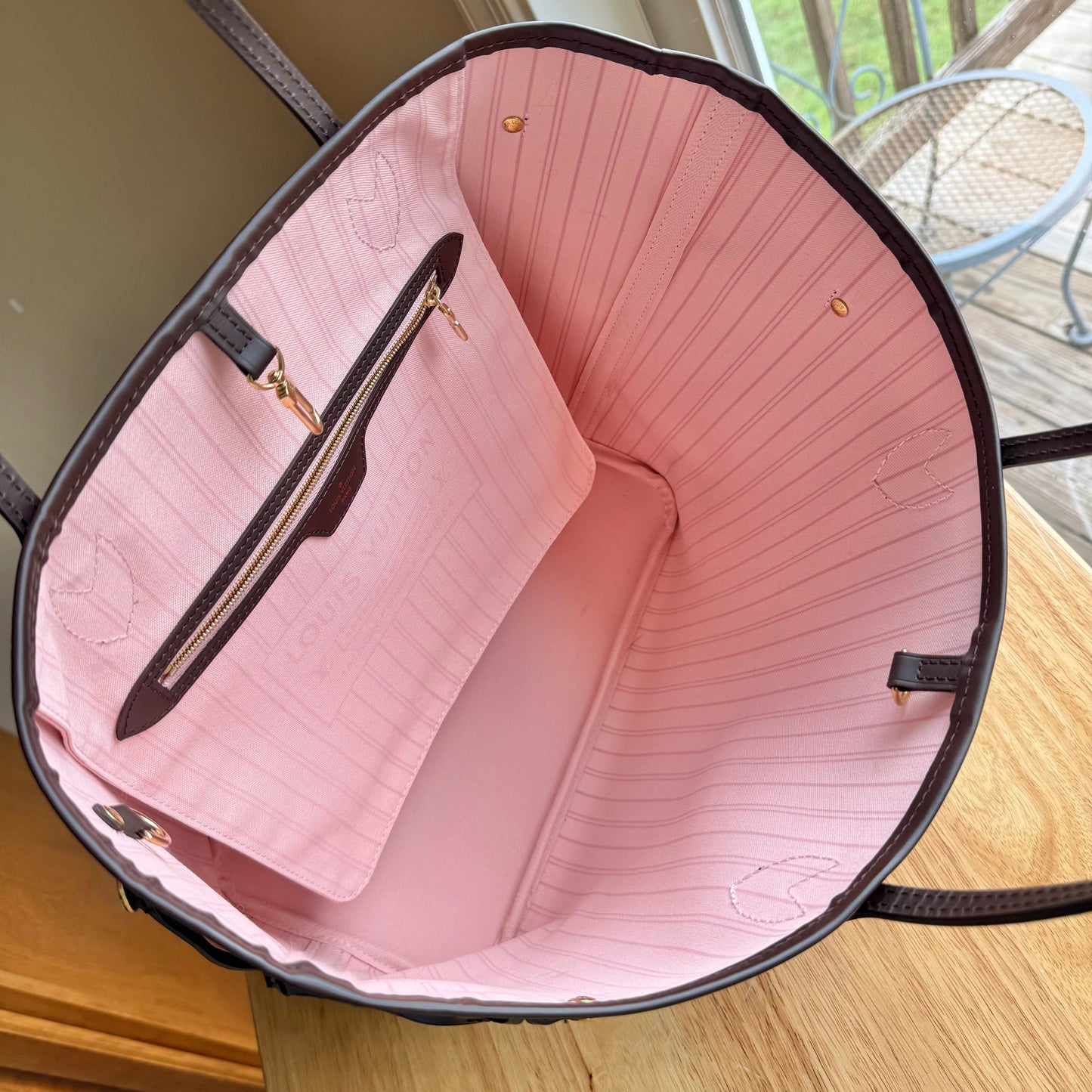 Damier Ebene Neverfull MM Set (Rose Ballerine)