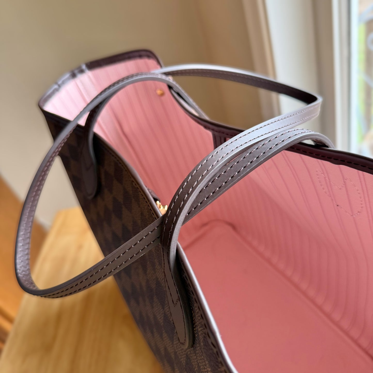 Damier Ebene Neverfull MM Set (Rose Ballerine)