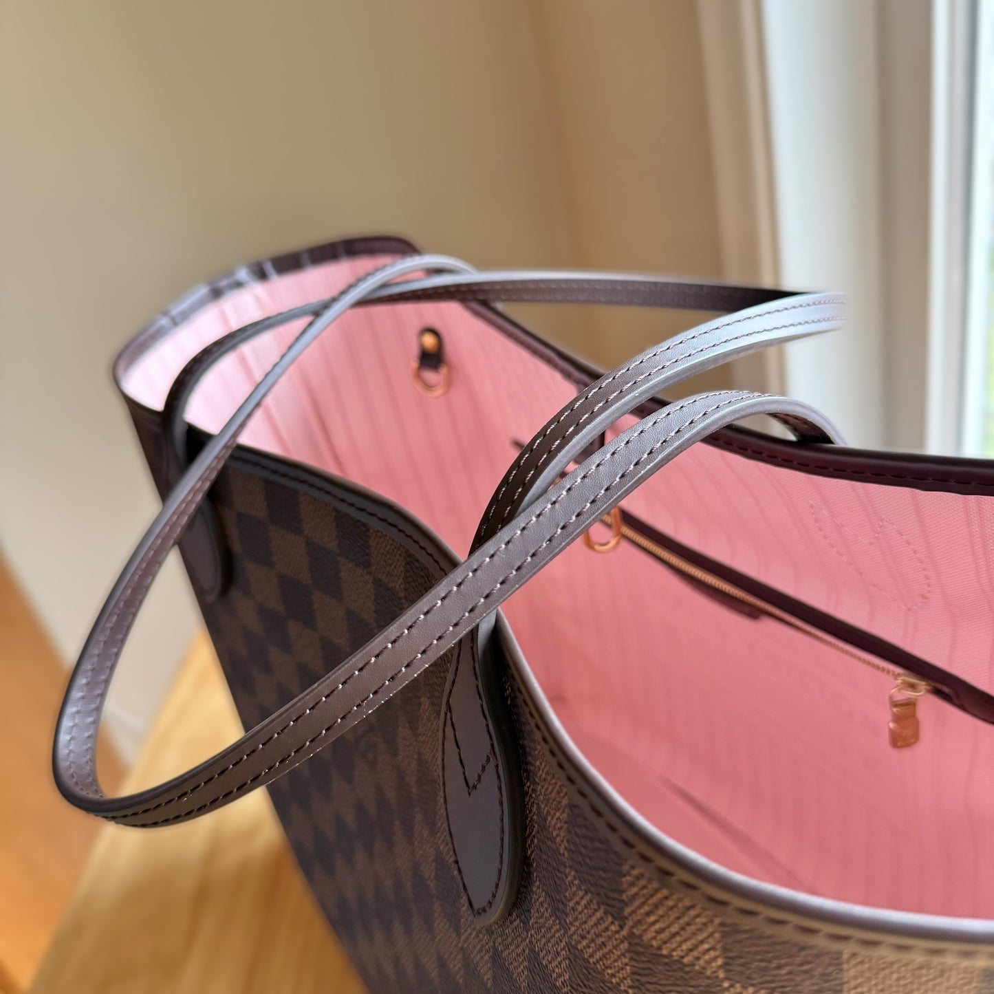 Damier Ebene Neverfull MM Set (Rose Ballerine)