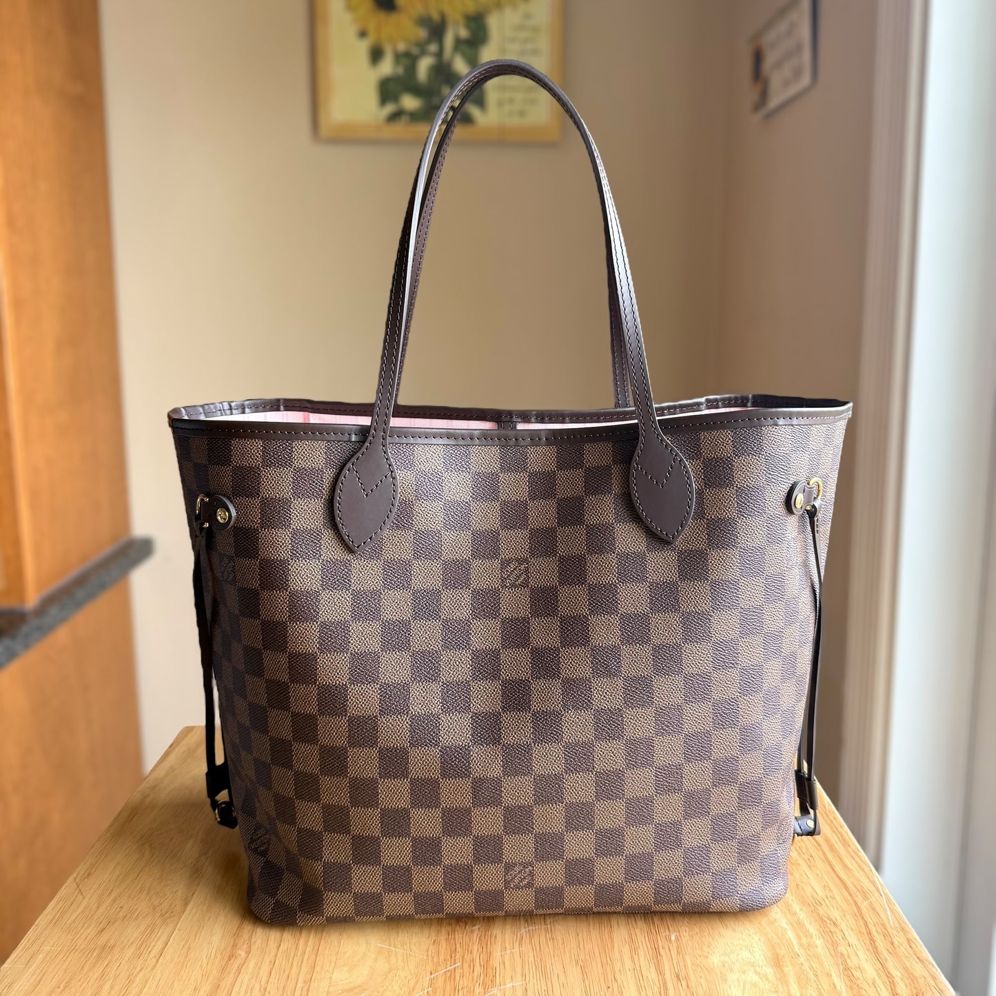 Damier Ebene Neverfull MM Set (Rose Ballerine)