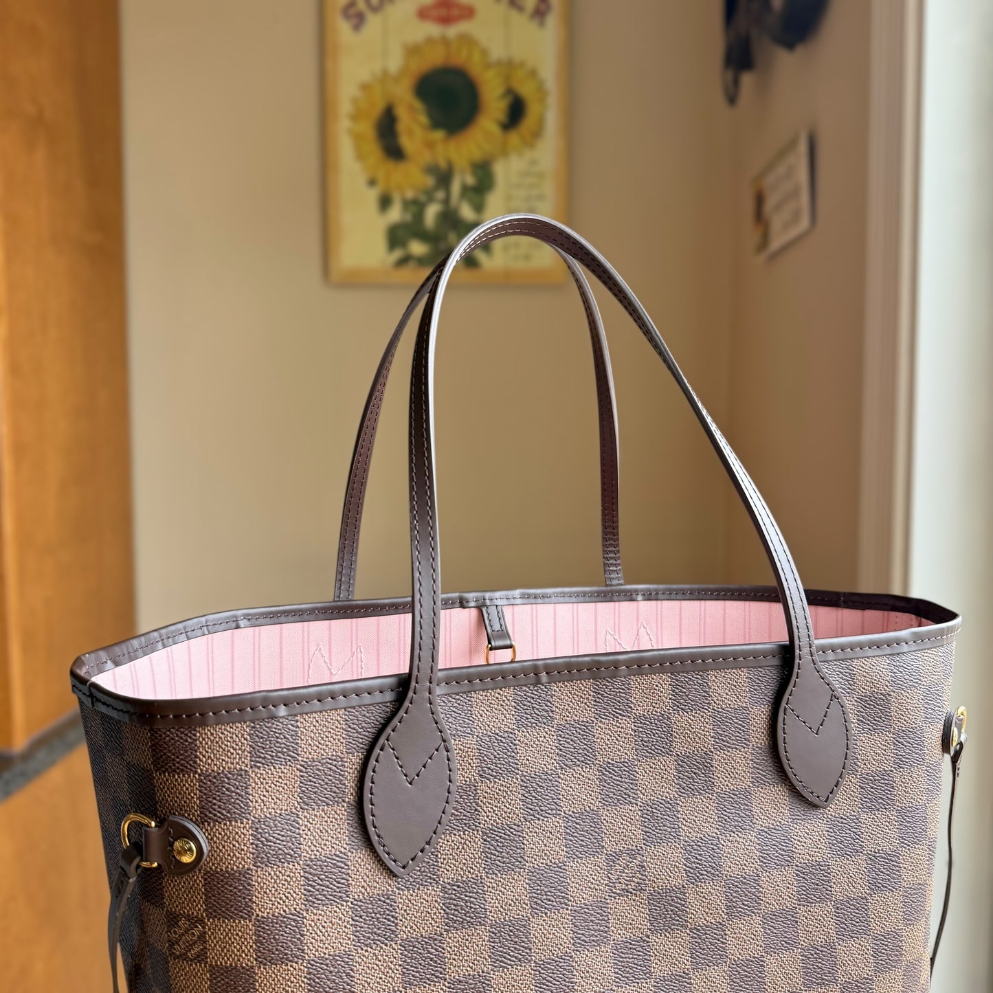 Damier Ebene Neverfull MM Set (Rose Ballerine)