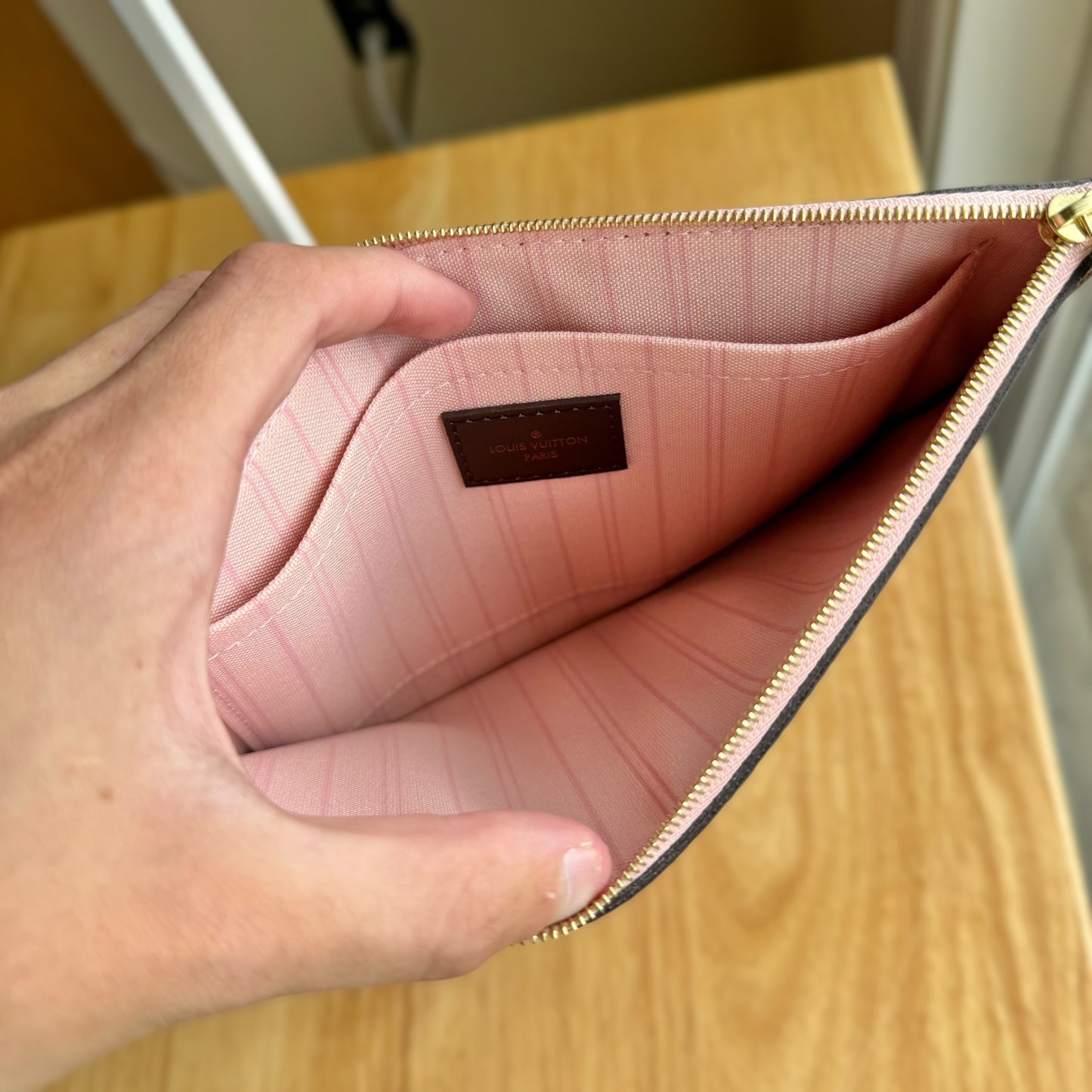Damier Ebene Neverfull MM Set (Rose Ballerine)