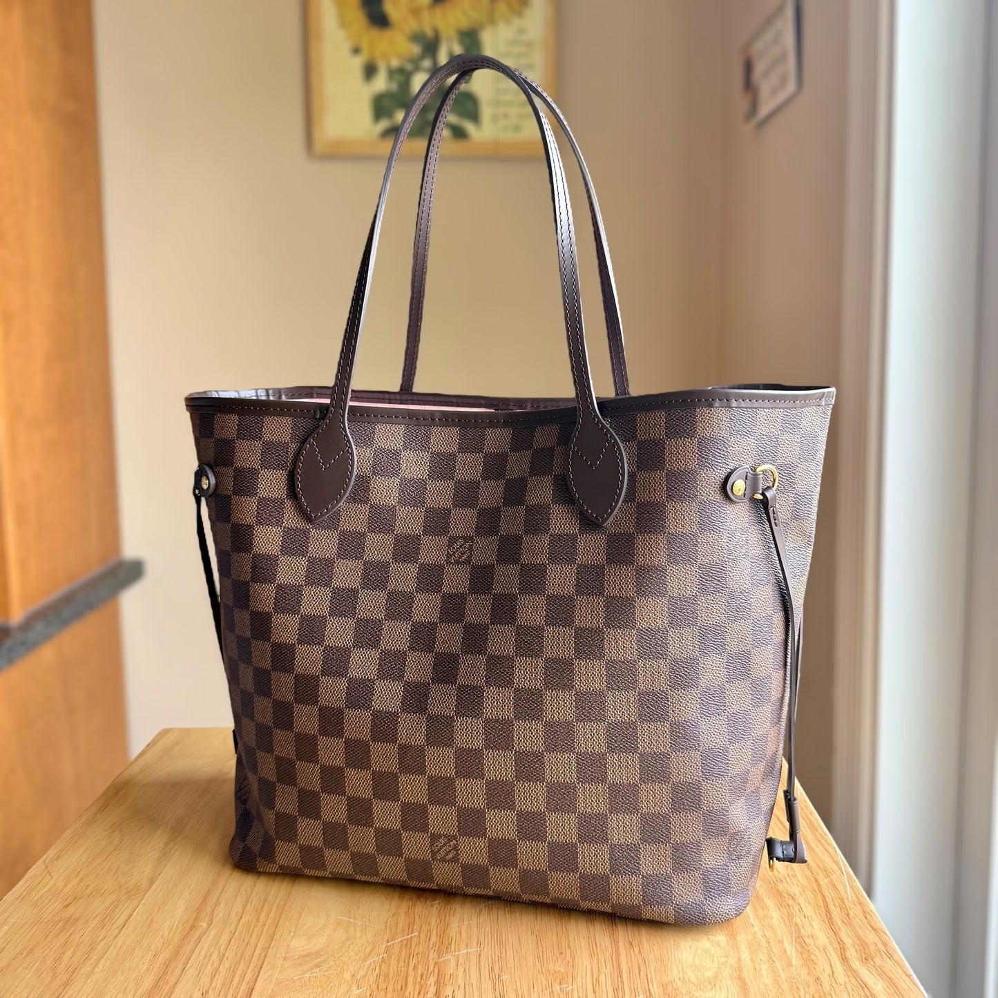 Damier Ebene Neverfull MM Set (Rose Ballerine)