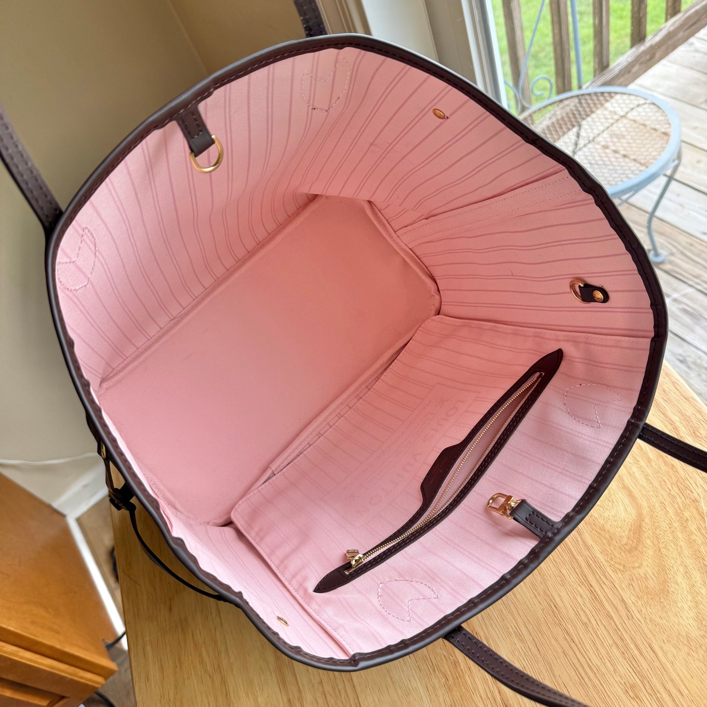 Damier Ebene Neverfull MM Set (Rose Ballerine)