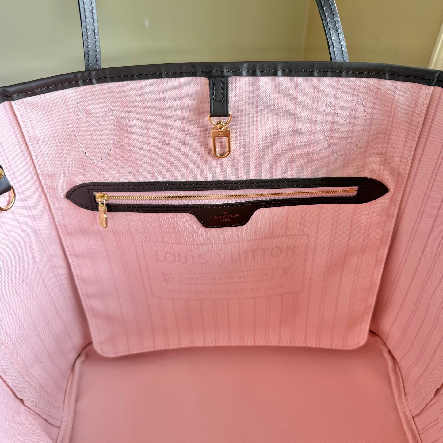 Damier Ebene Neverfull MM Set (Rose Ballerine)
