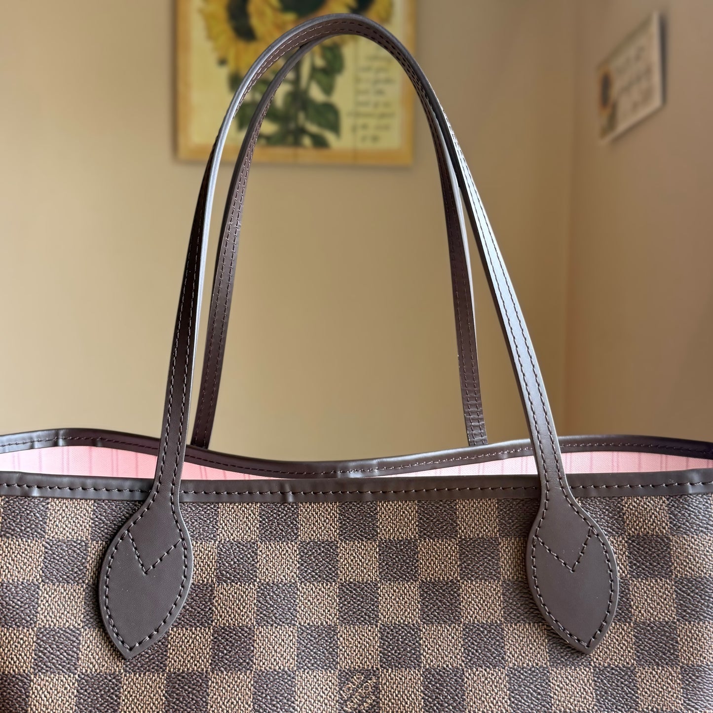 Damier Ebene Neverfull MM Set (Rose Ballerine)