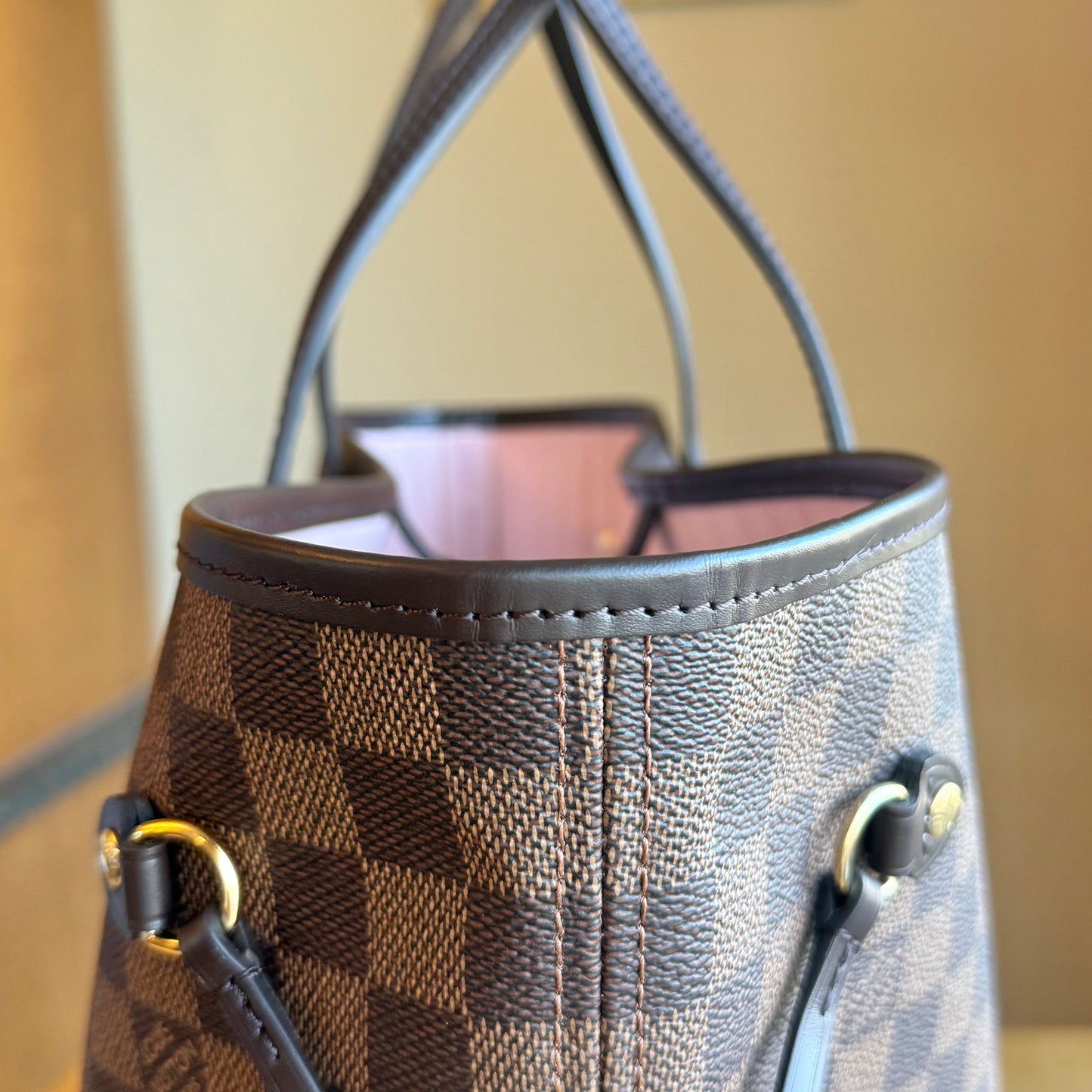 (NEW) Damier Ebene Neverfull MM Set - Rose Ballerine Interior