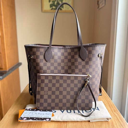 Damier Ebene Neverfull MM Set (Rose Ballerine)