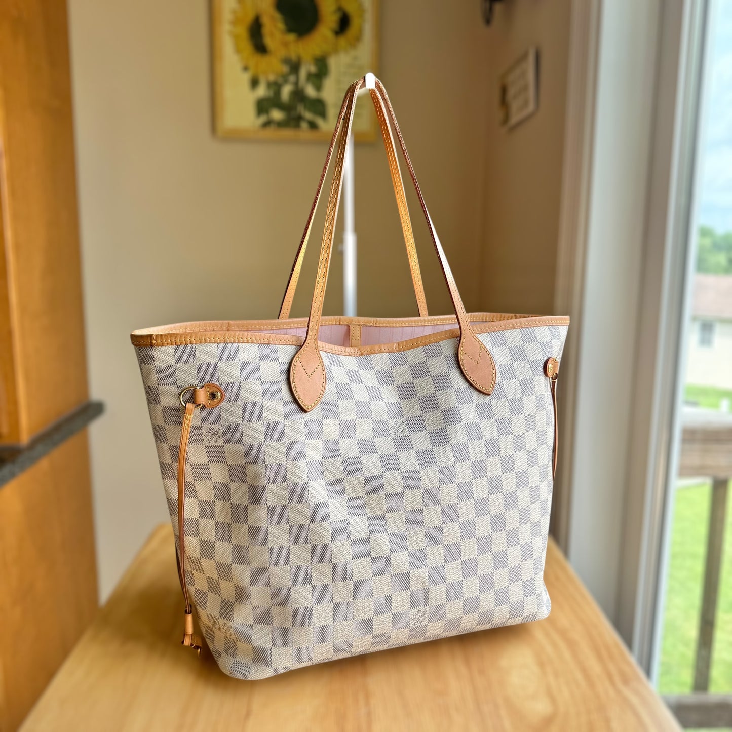 Damier Azur Neverfull MM Set (Rose Ballerine)
