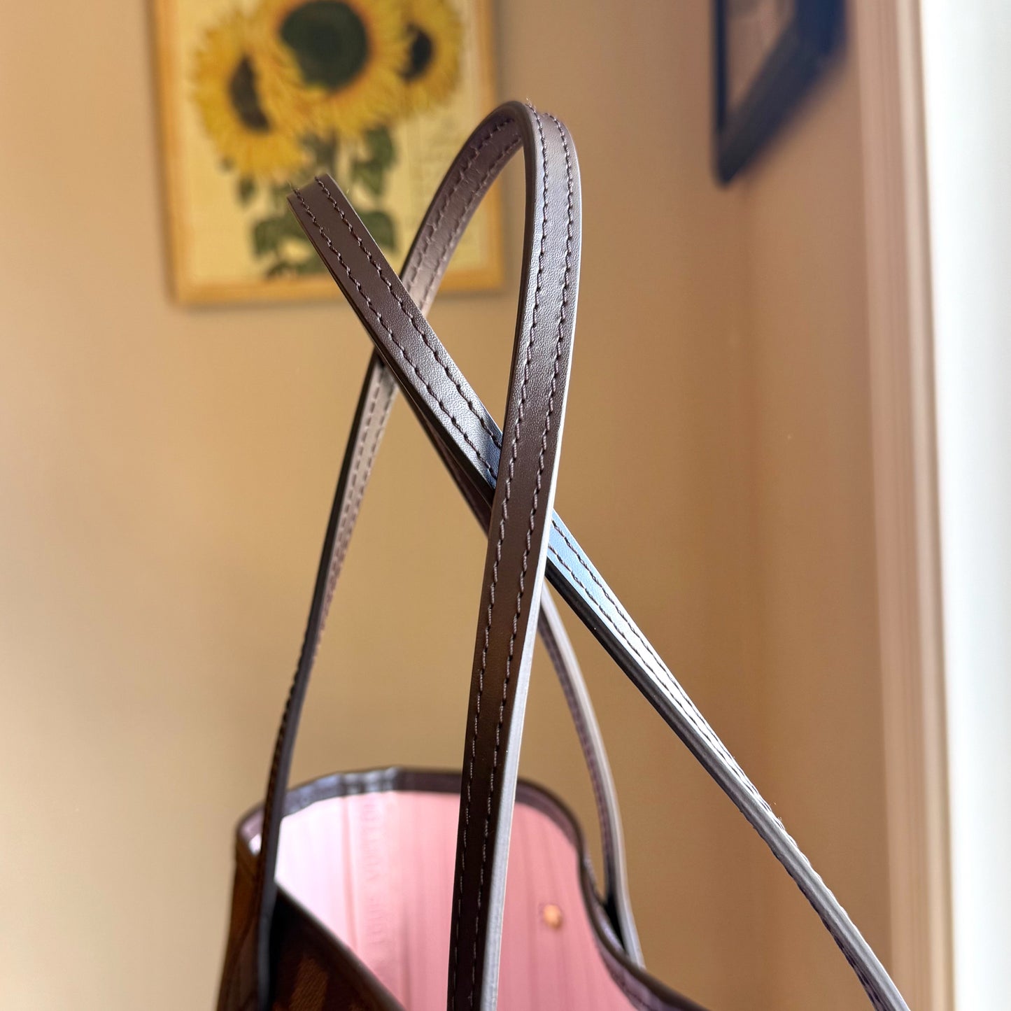 Damier Ebene Neverfull MM - Rose Ballerine Interior