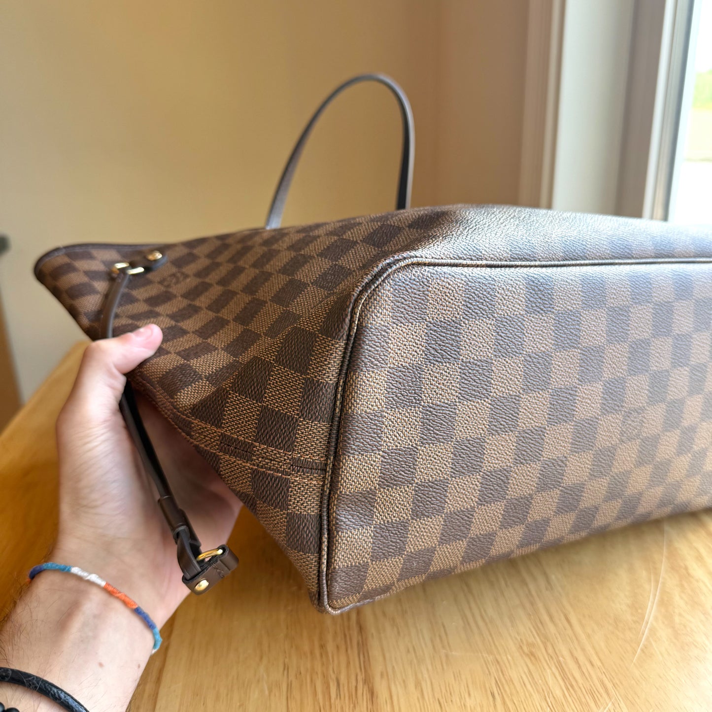 Damier Ebene Neverfull MM - Rose Ballerine Interior
