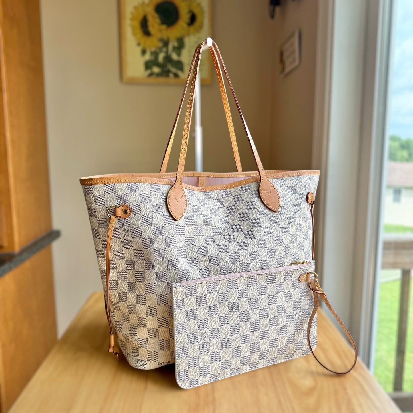 Damier Azur Neverfull MM Set (Rose Ballerine)