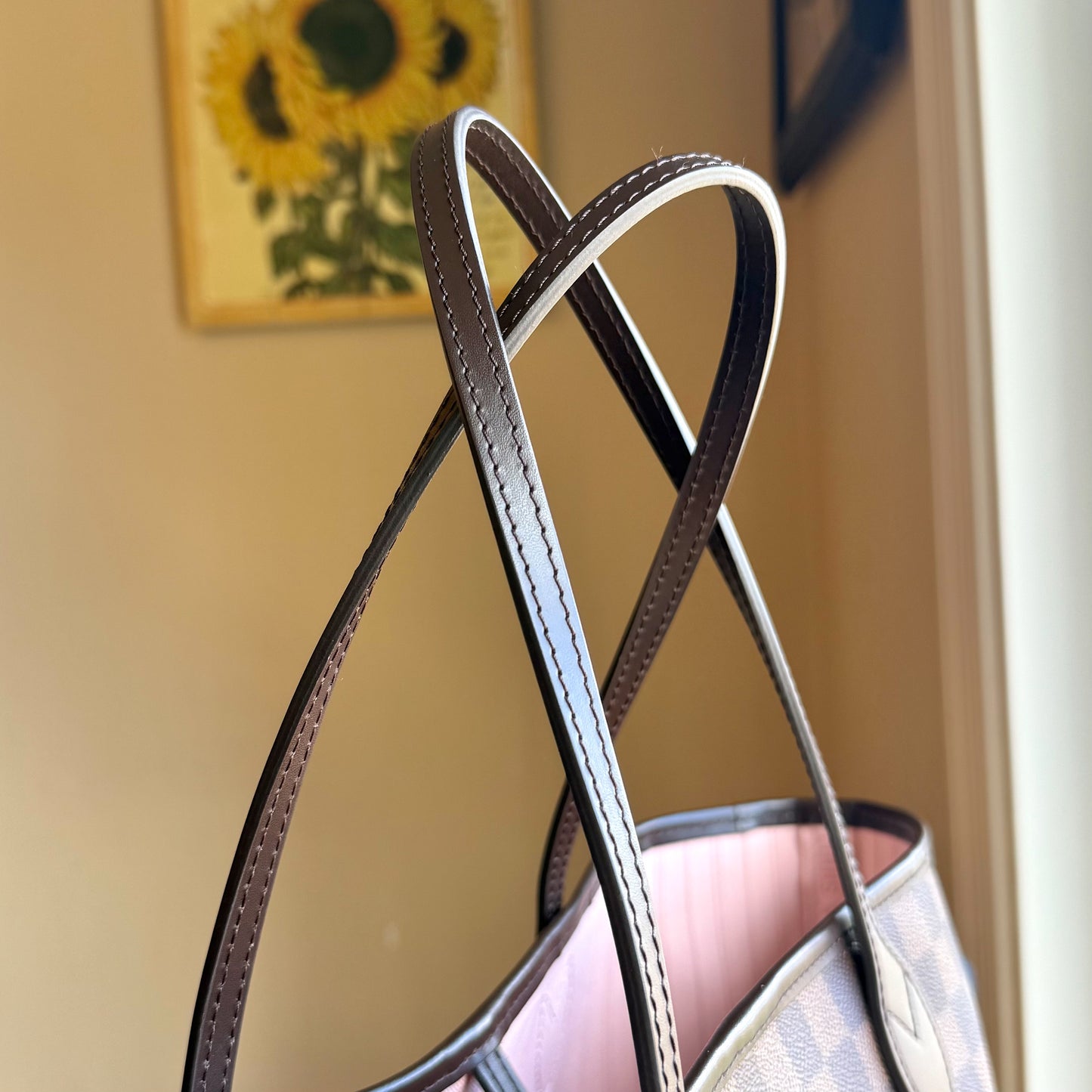 Damier Ebene Neverfull MM - Rose Ballerine Interior