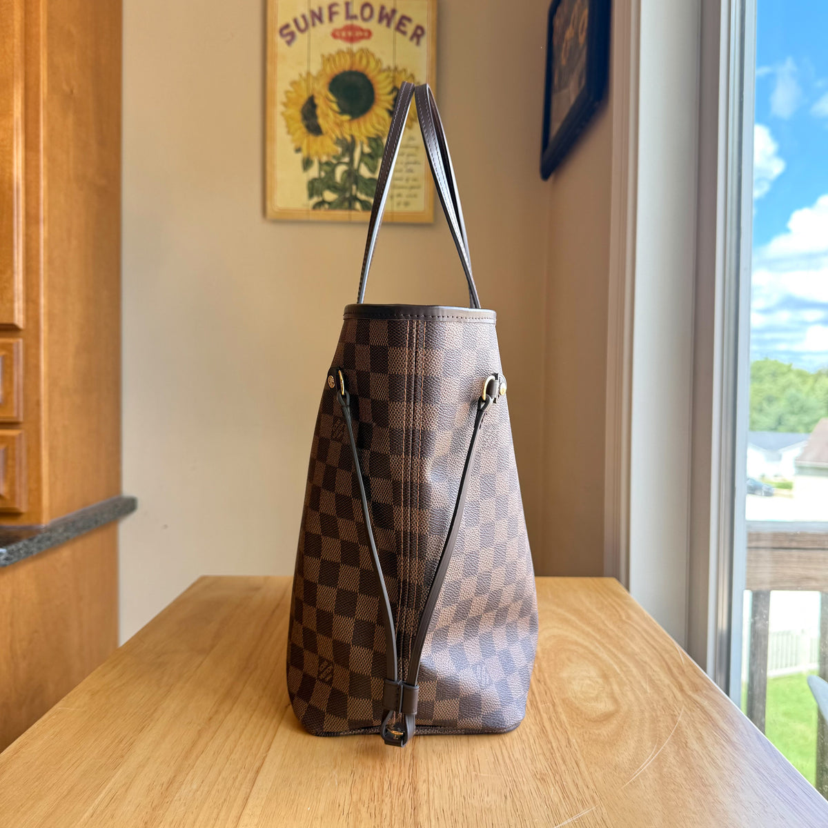 Damier Ebene Neverfull MM - Rose Ballerine Interior