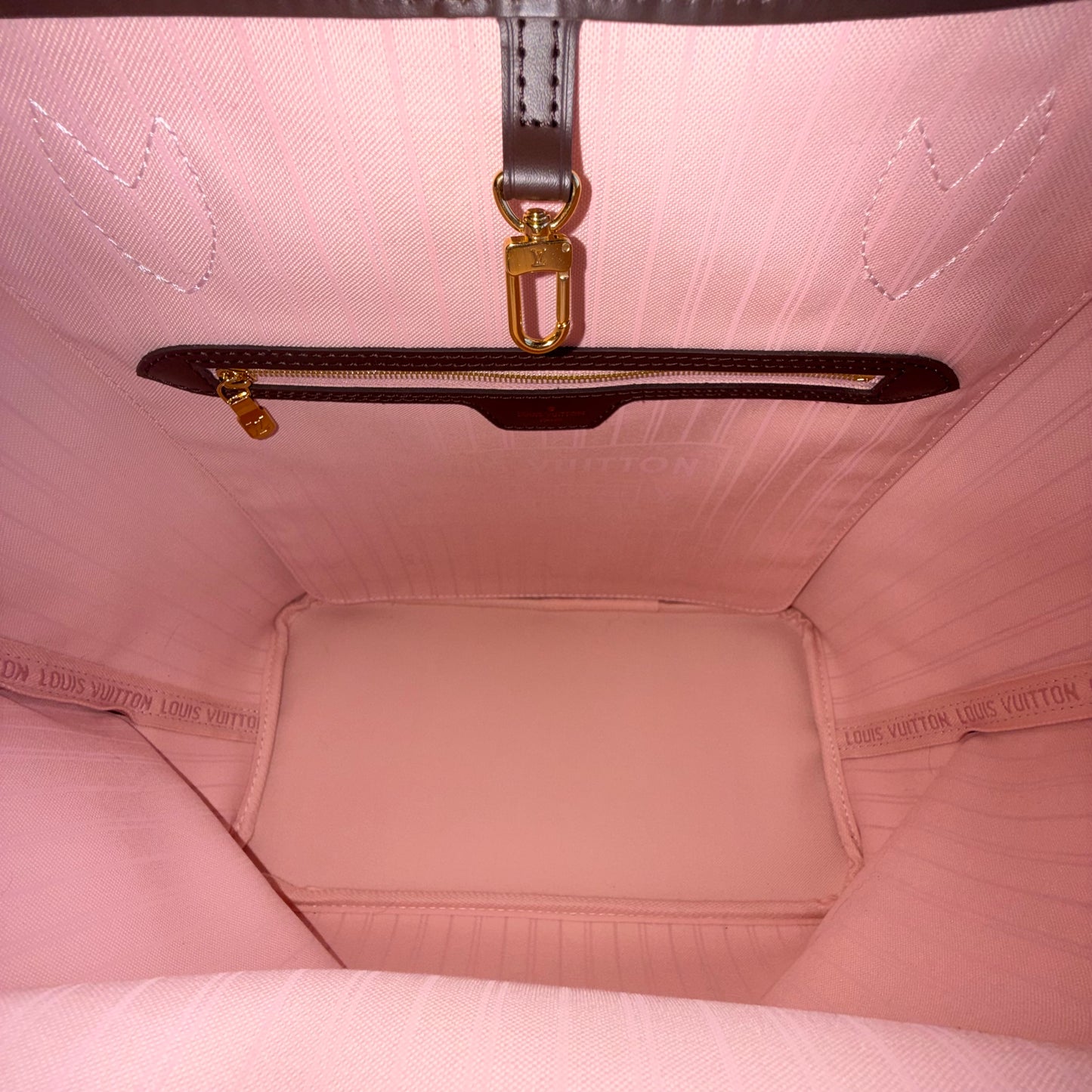 (NEW) Damier Ebene Neverfull MM Set - Rose Ballerine Interior