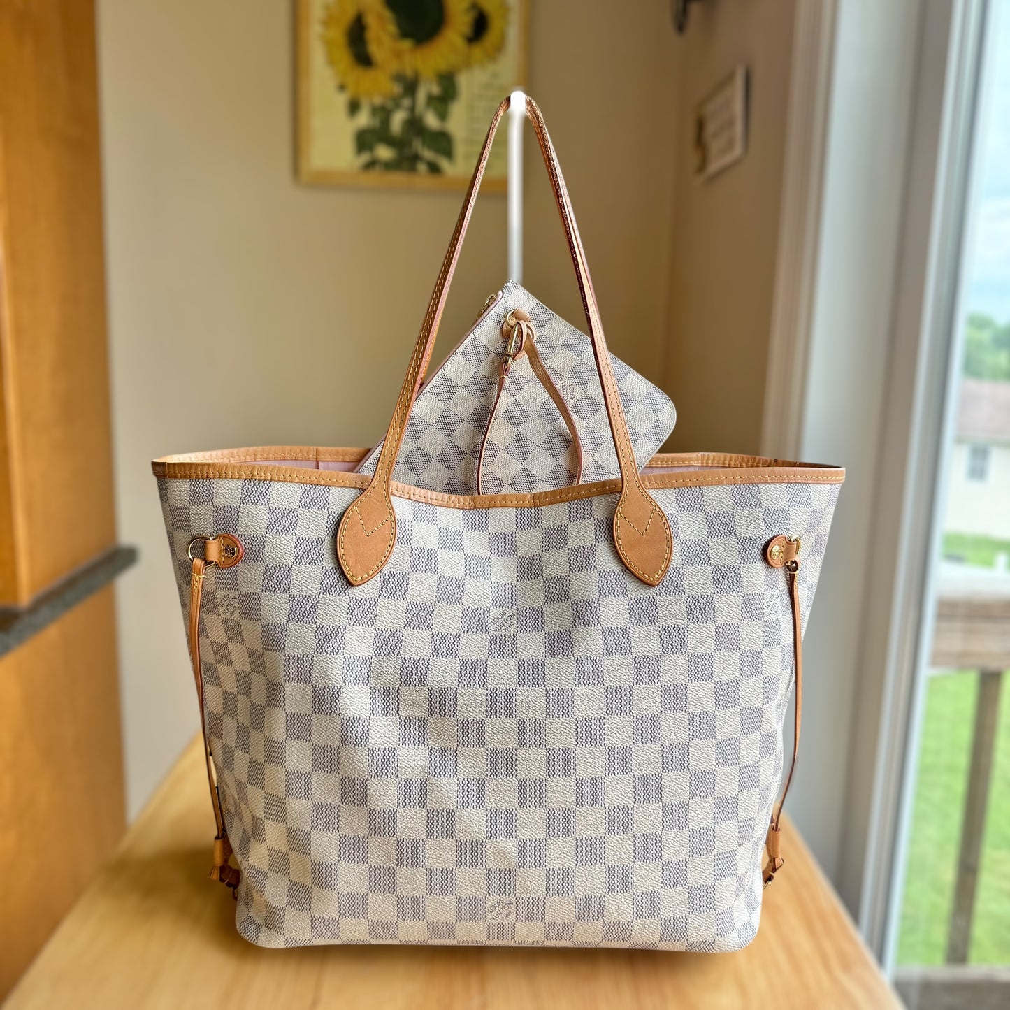 Damier Azur Neverfull MM Set (Rose Ballerine)