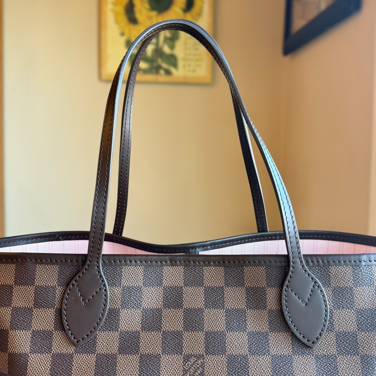 (NEW) Damier Ebene Neverfull MM Set - Rose Ballerine Interior