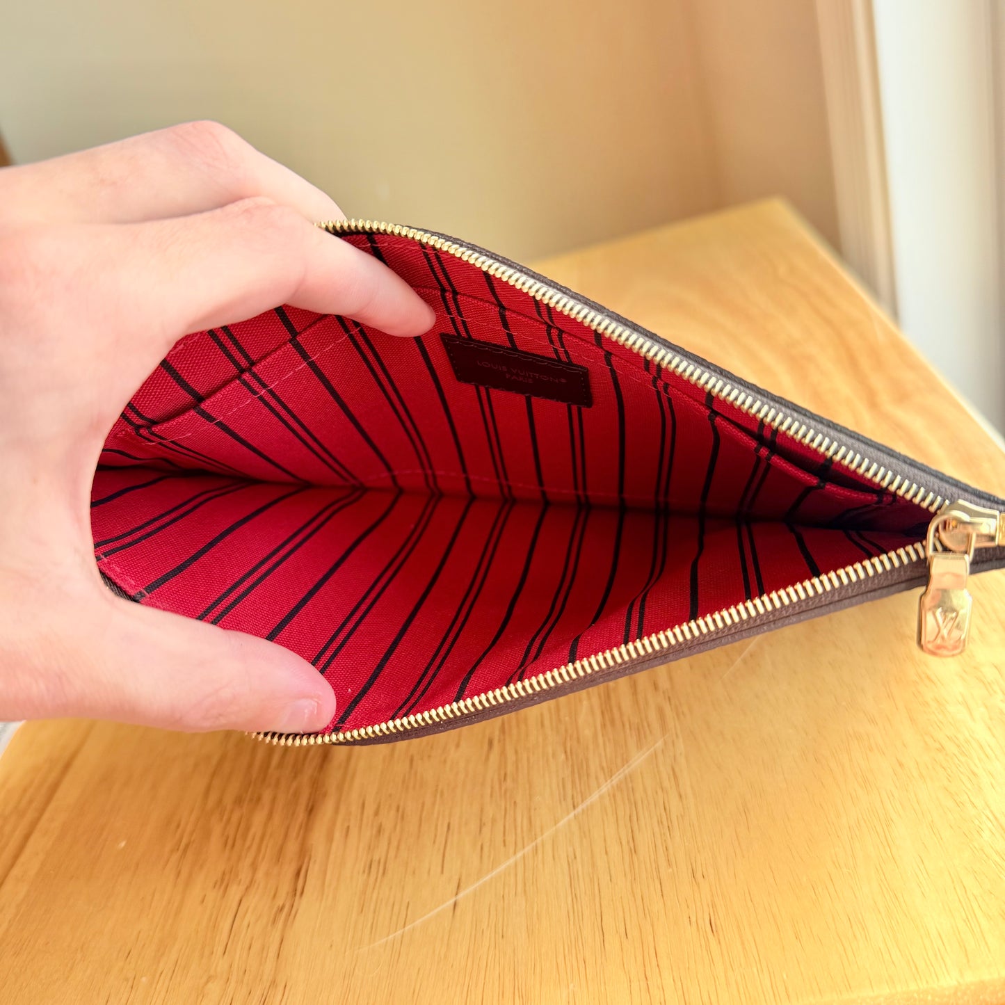 Damier Ebene Neverfull MM Set - Cerise Red Interior (Brand New)