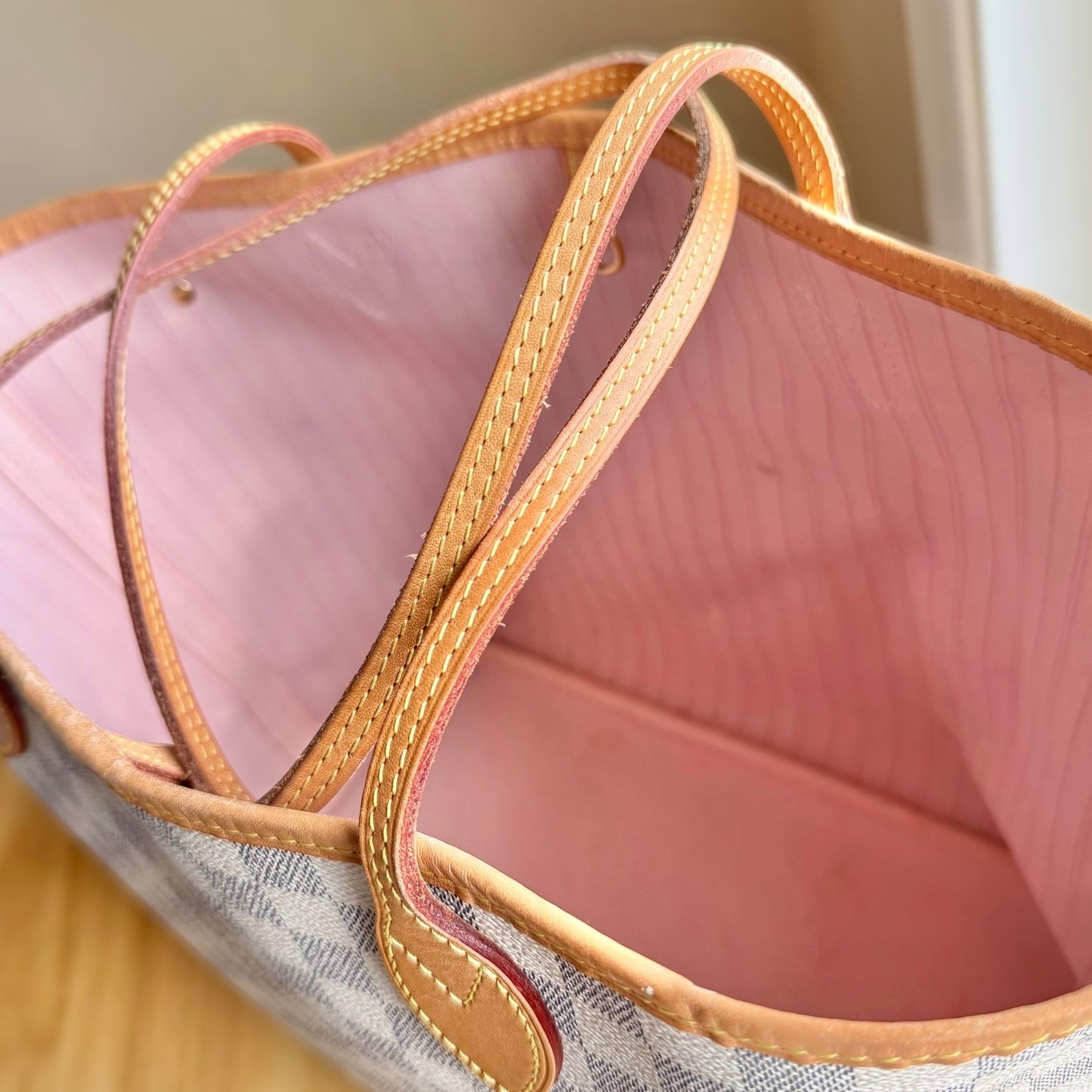 Damier Azur Neverfull MM Set (Rose Ballerine)
