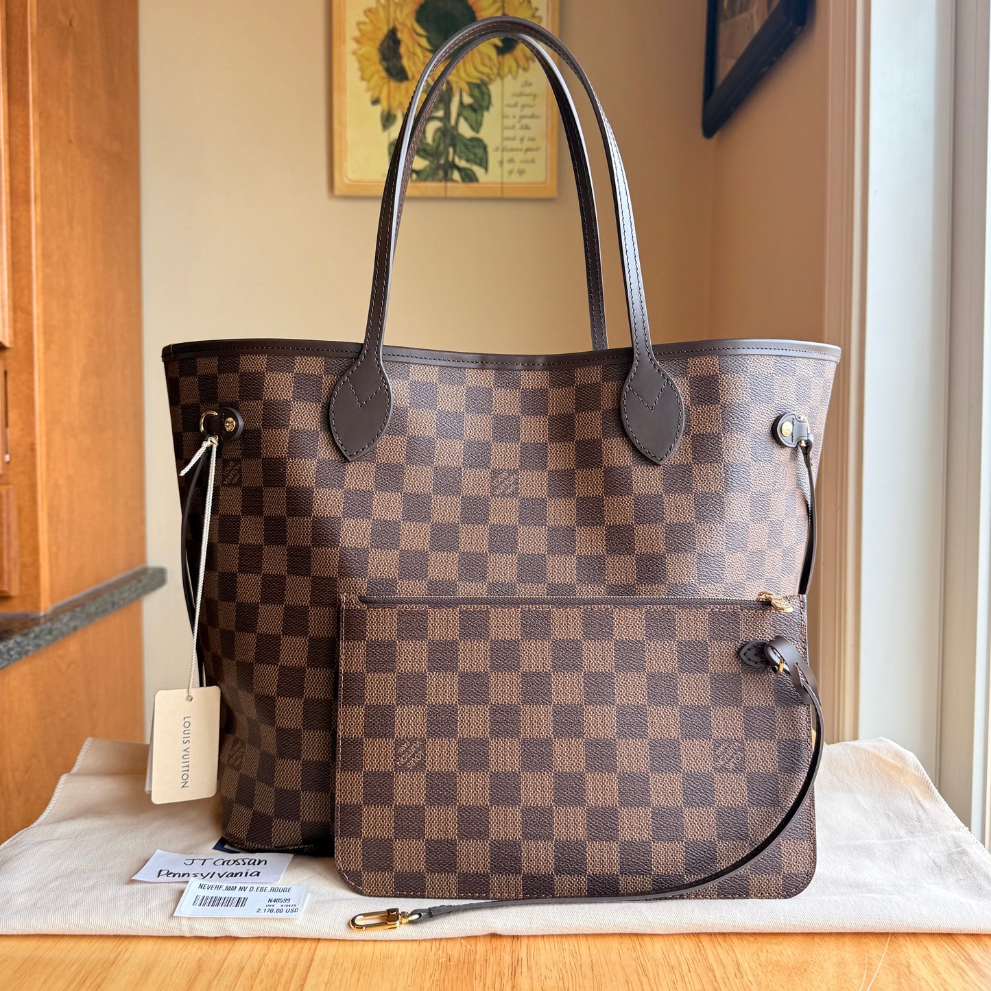Damier Ebene Neverfull MM Set (Brand New)