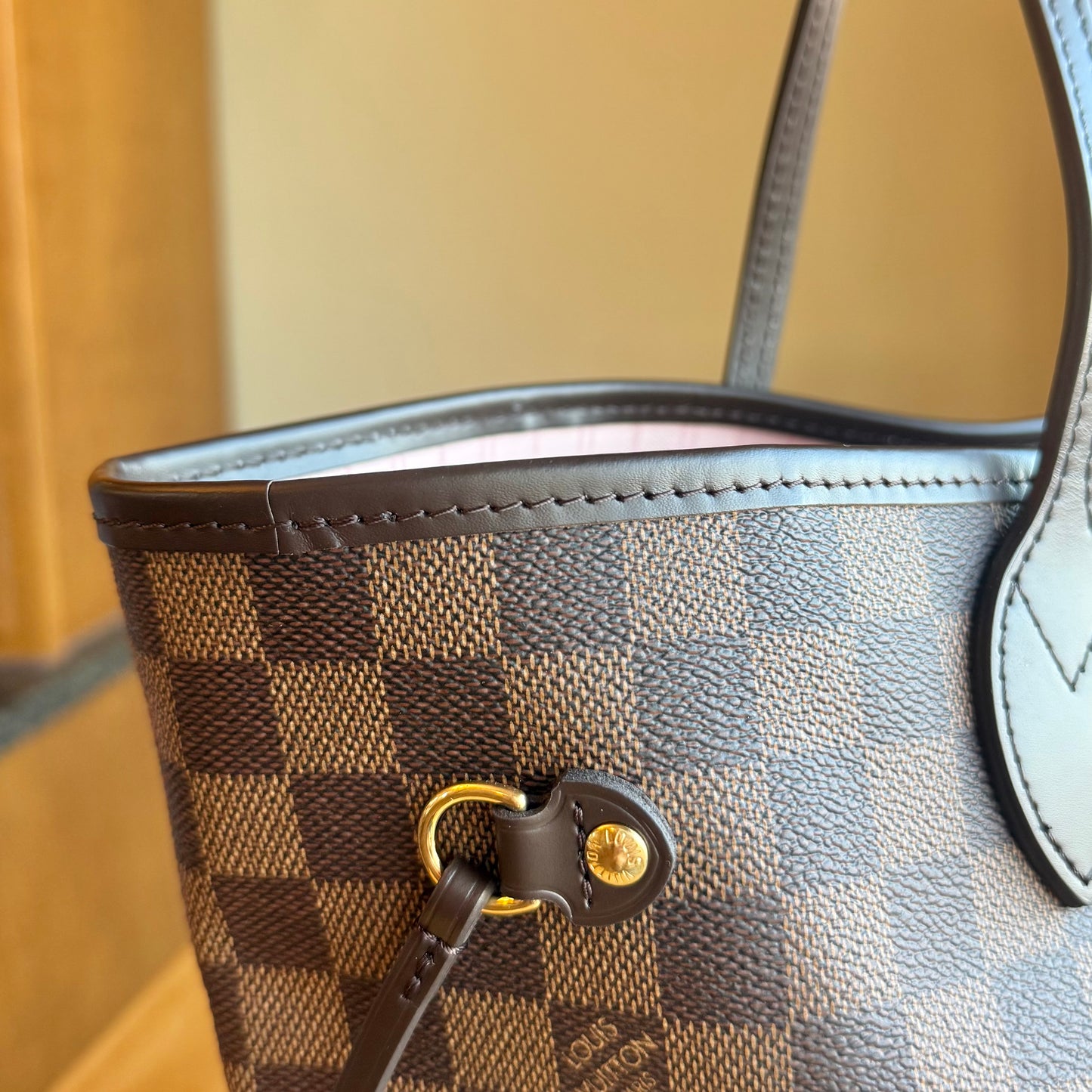 (NEW) Damier Ebene Neverfull MM Set - Rose Ballerine Interior