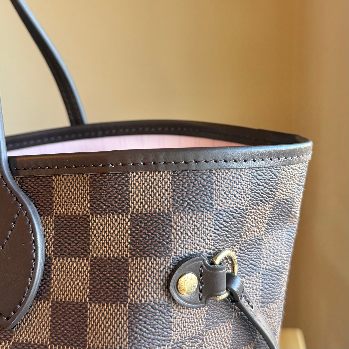 (NEW) Damier Ebene Neverfull MM Set - Rose Ballerine Interior