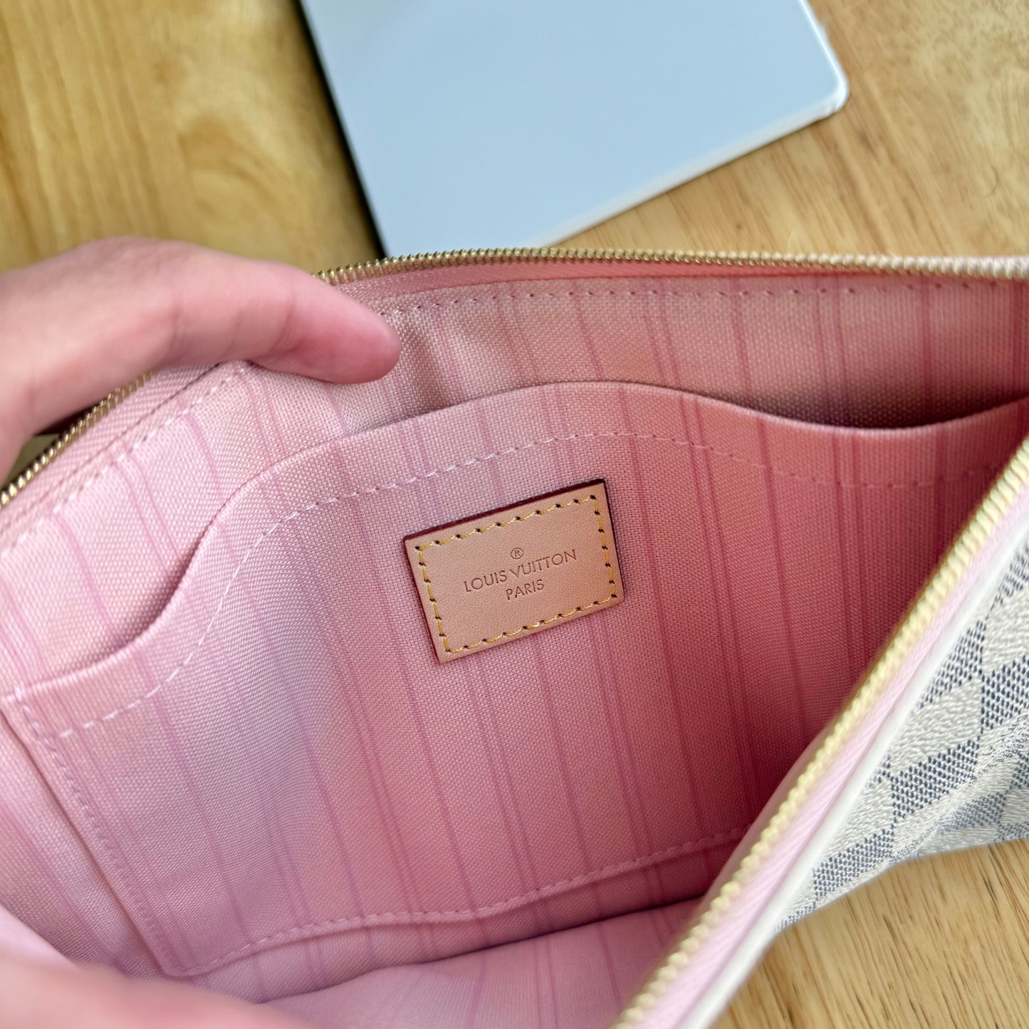 Damier Azur Neverfull MM Set (Rose Ballerine)