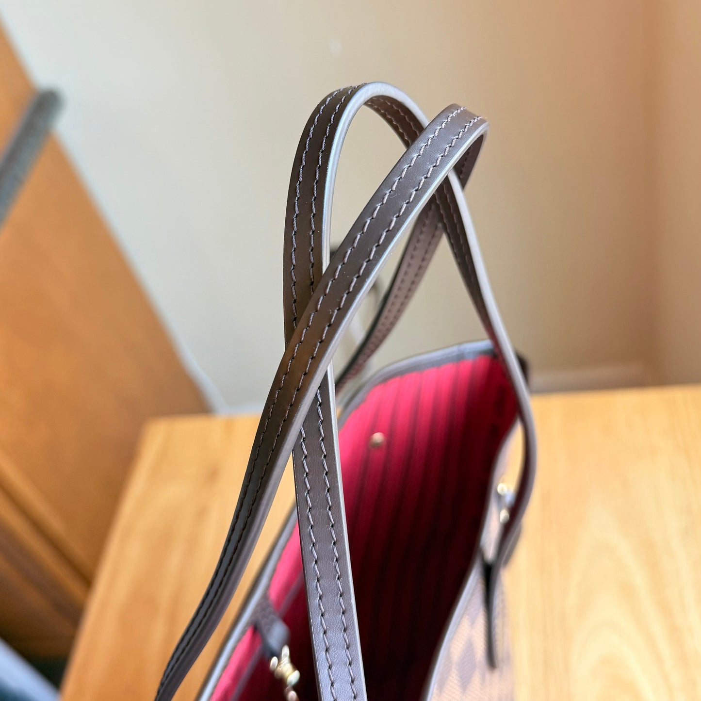 Damier Ebene Neverfull MM Set - Cerise Red Interior (Brand New)