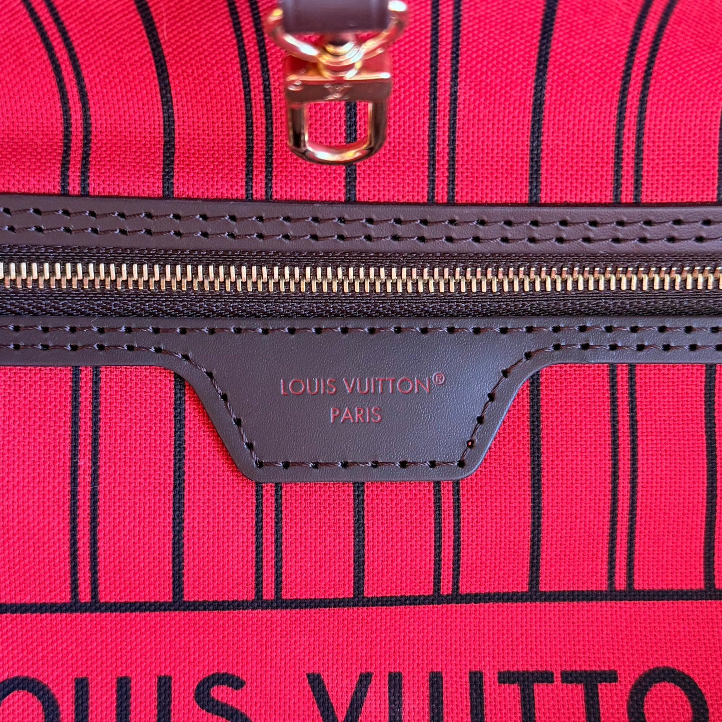 Damier Ebene Neverfull MM Set - Cerise Red Interior (Brand New)