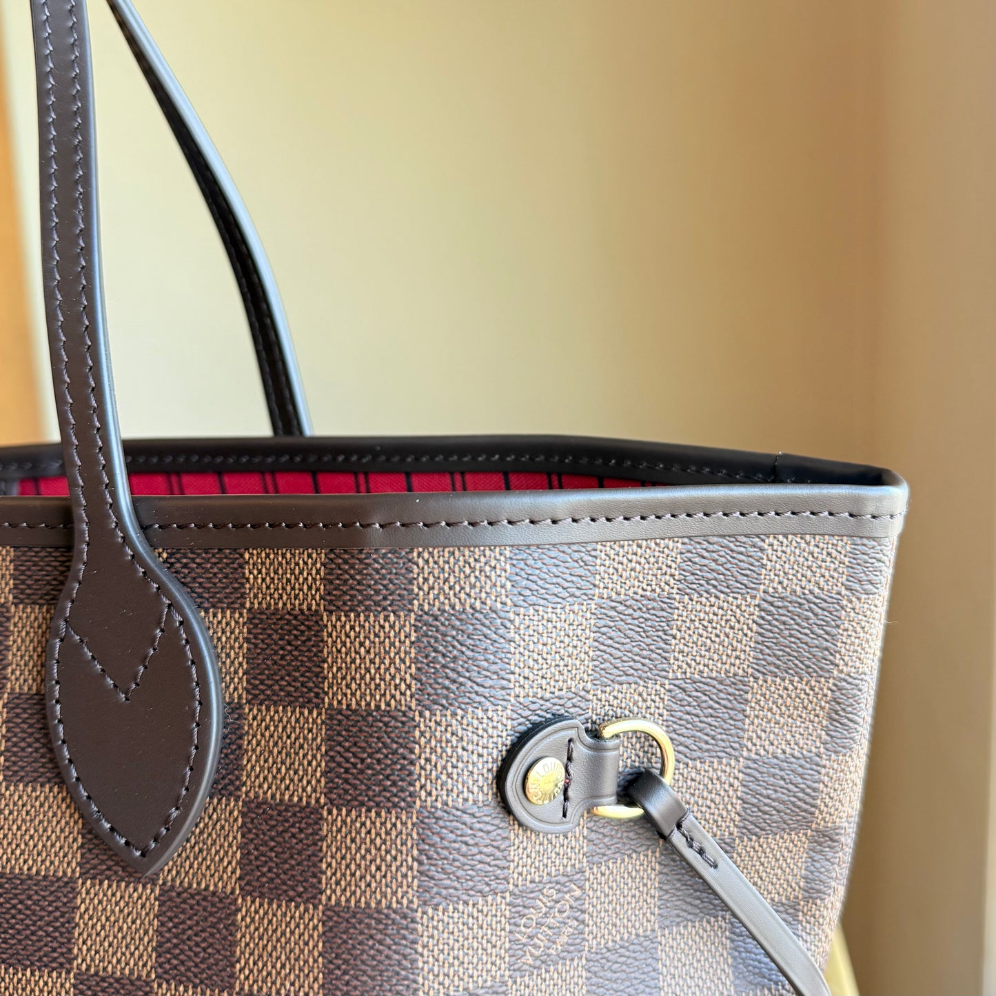 Damier Ebene Neverfull MM Set - Cerise Red Interior (Brand New)