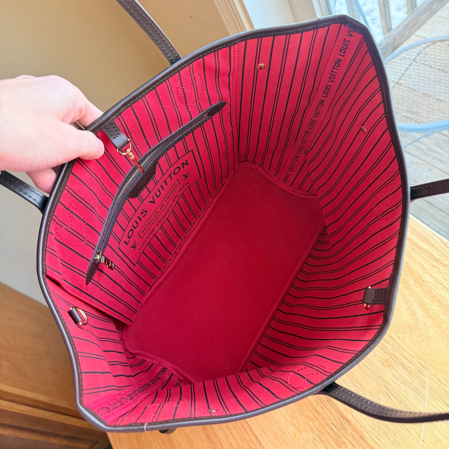 Damier Ebene Neverfull MM Set - Cerise Red Interior (Brand New)