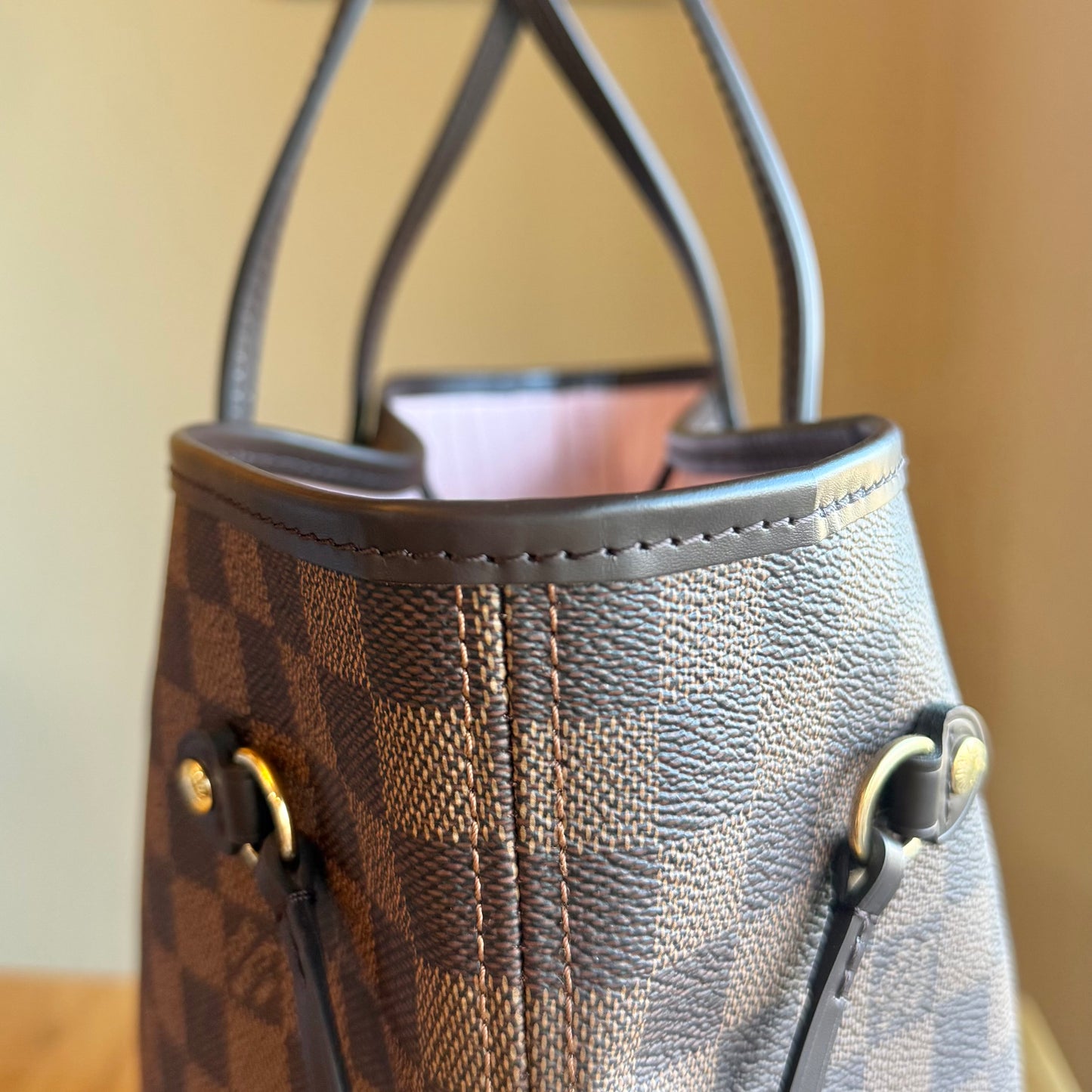 (NEW) Damier Ebene Neverfull MM Set - Rose Ballerine Interior