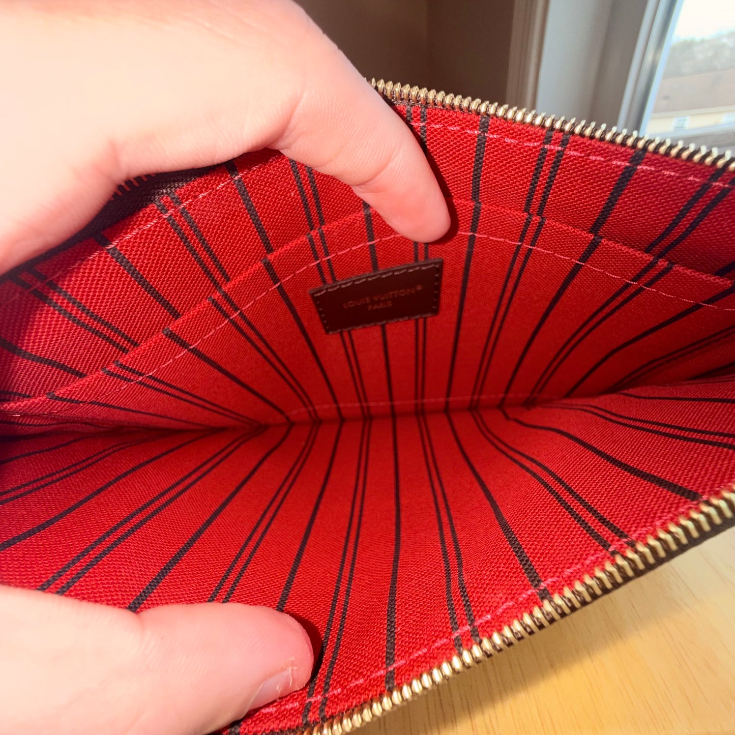 Damier Ebene Neverfull MM Set - Cerise Red Interior (Brand New)