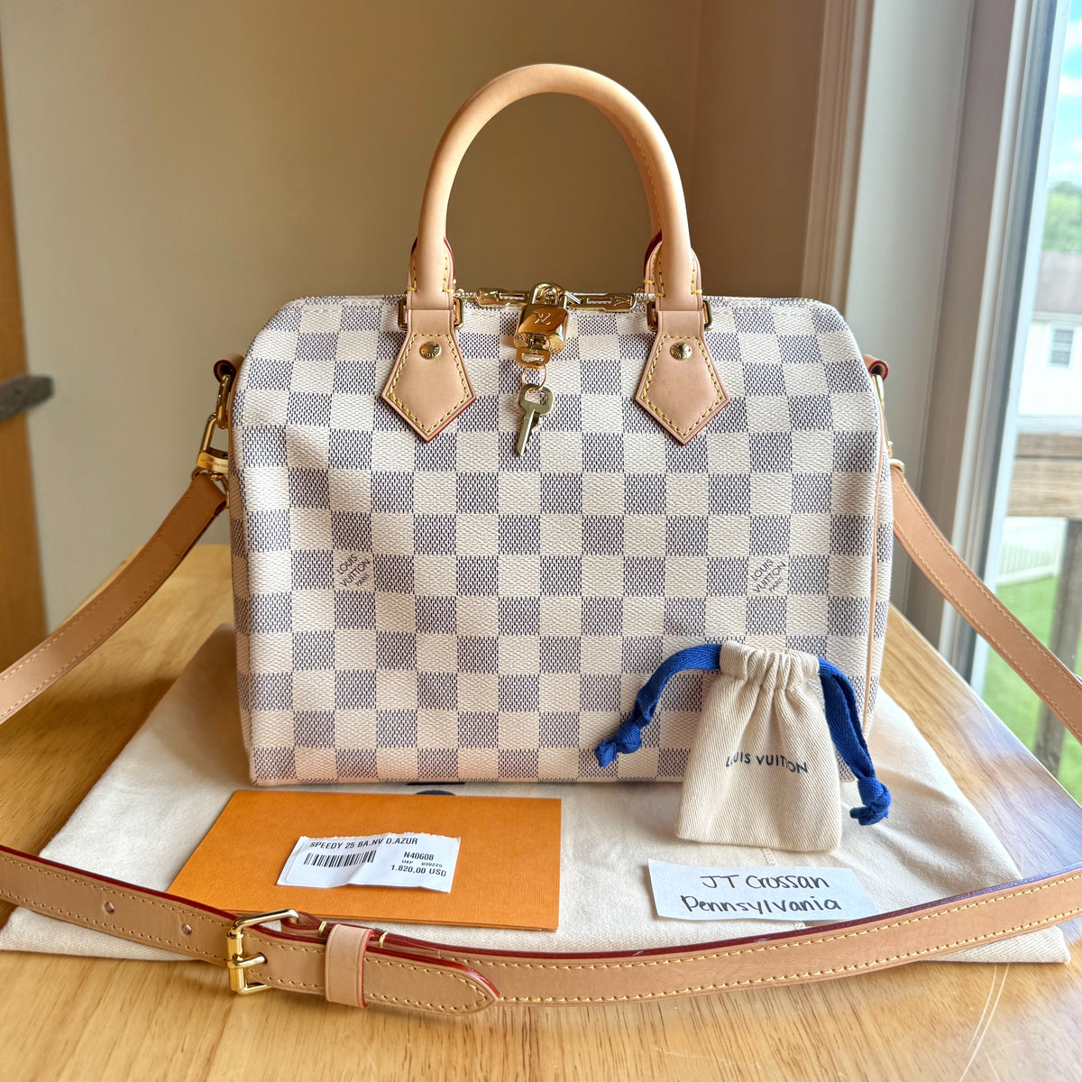 Damier Azur Speedy 25 Bandouliere
