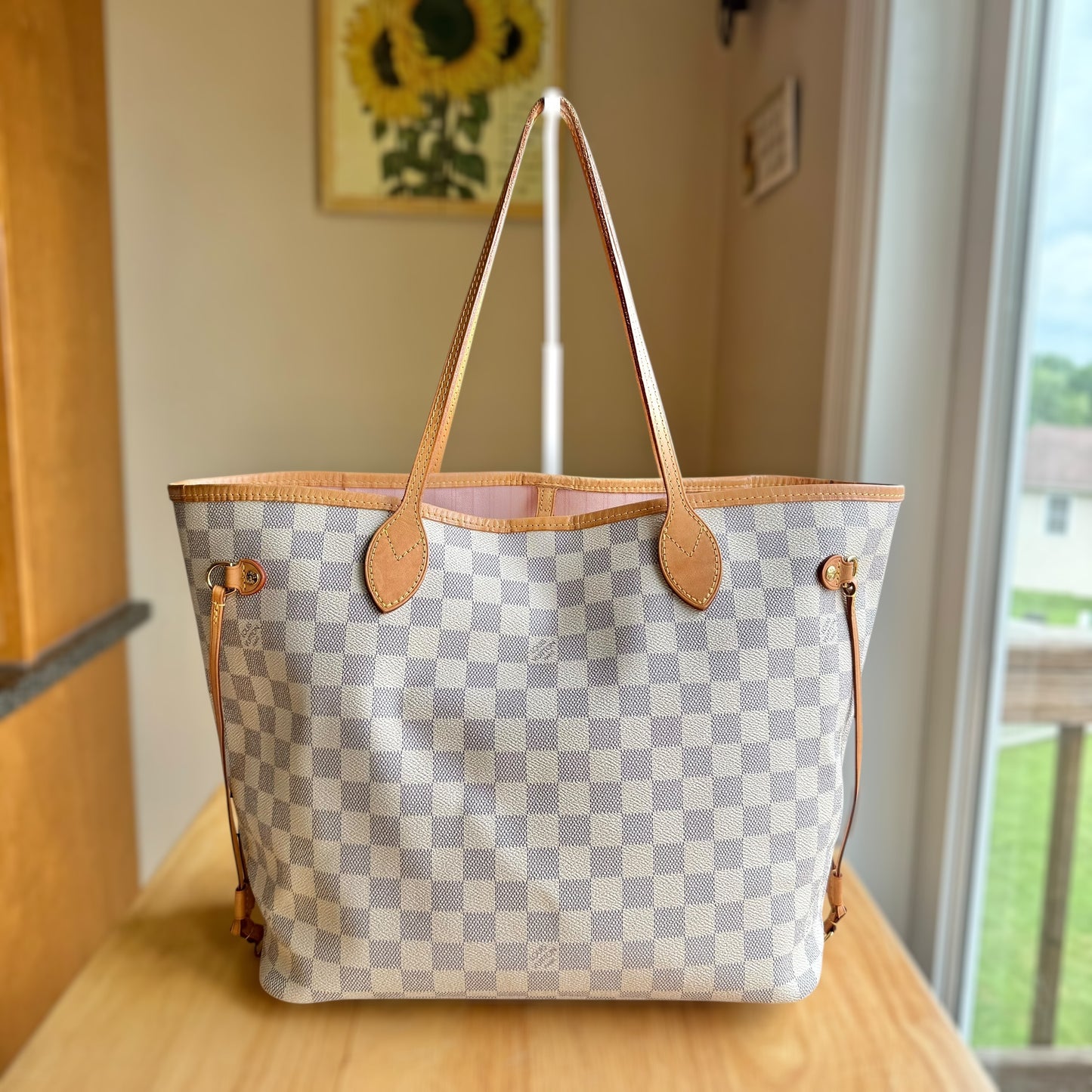 Damier Azur Neverfull MM Set (Rose Ballerine)