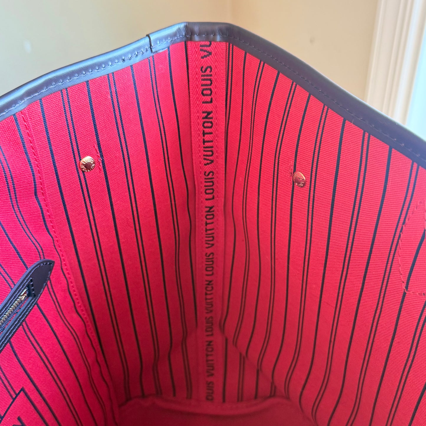 Damier Ebene Neverfull MM Set - Cerise Red Interior (Brand New)