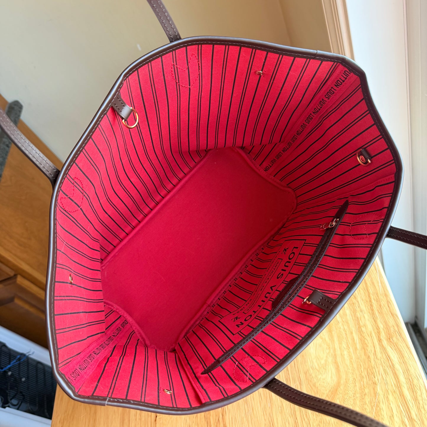 Damier Ebene Neverfull MM Set - Cerise Red Interior (Brand New)