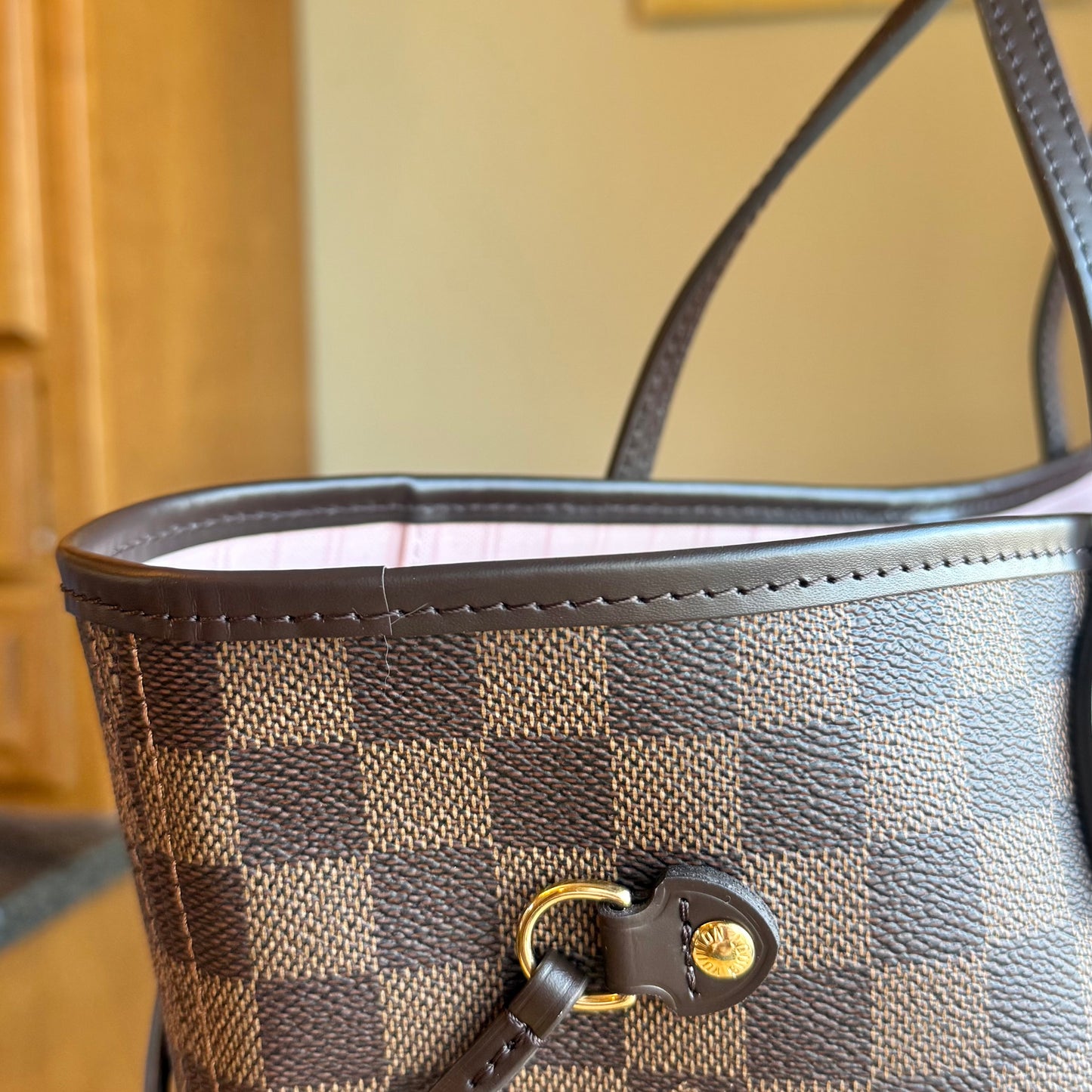 (NEW) Damier Ebene Neverfull MM Set - Rose Ballerine Interior