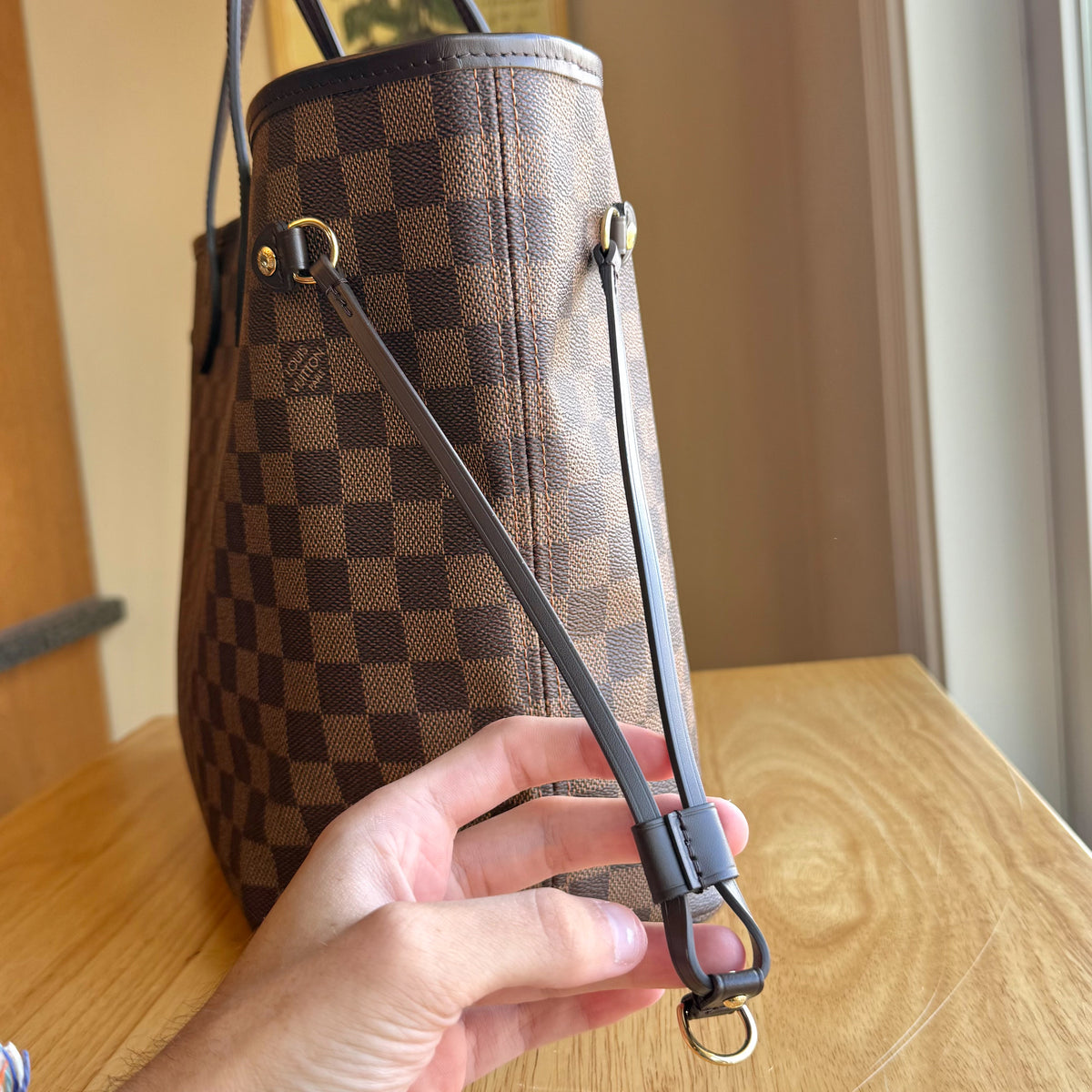 Damier Ebene Neverfull MM - Rose Ballerine Interior