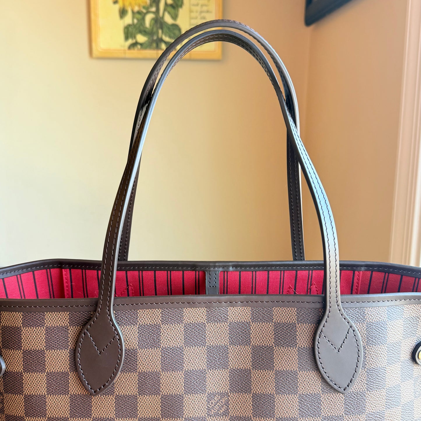 Damier Ebene Neverfull MM Set - Cerise Red Interior (Brand New)