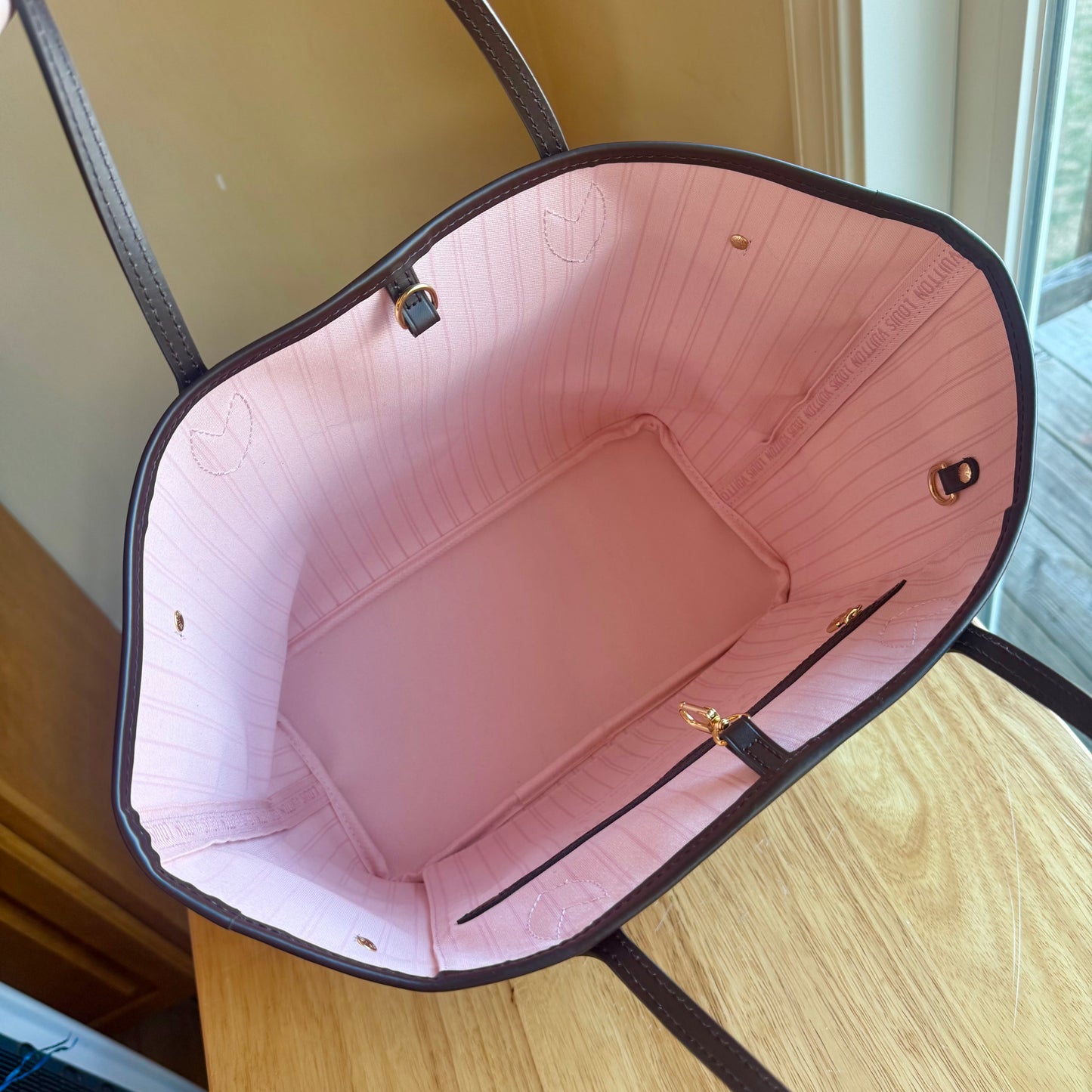 (NEW) Damier Ebene Neverfull MM Set - Rose Ballerine Interior