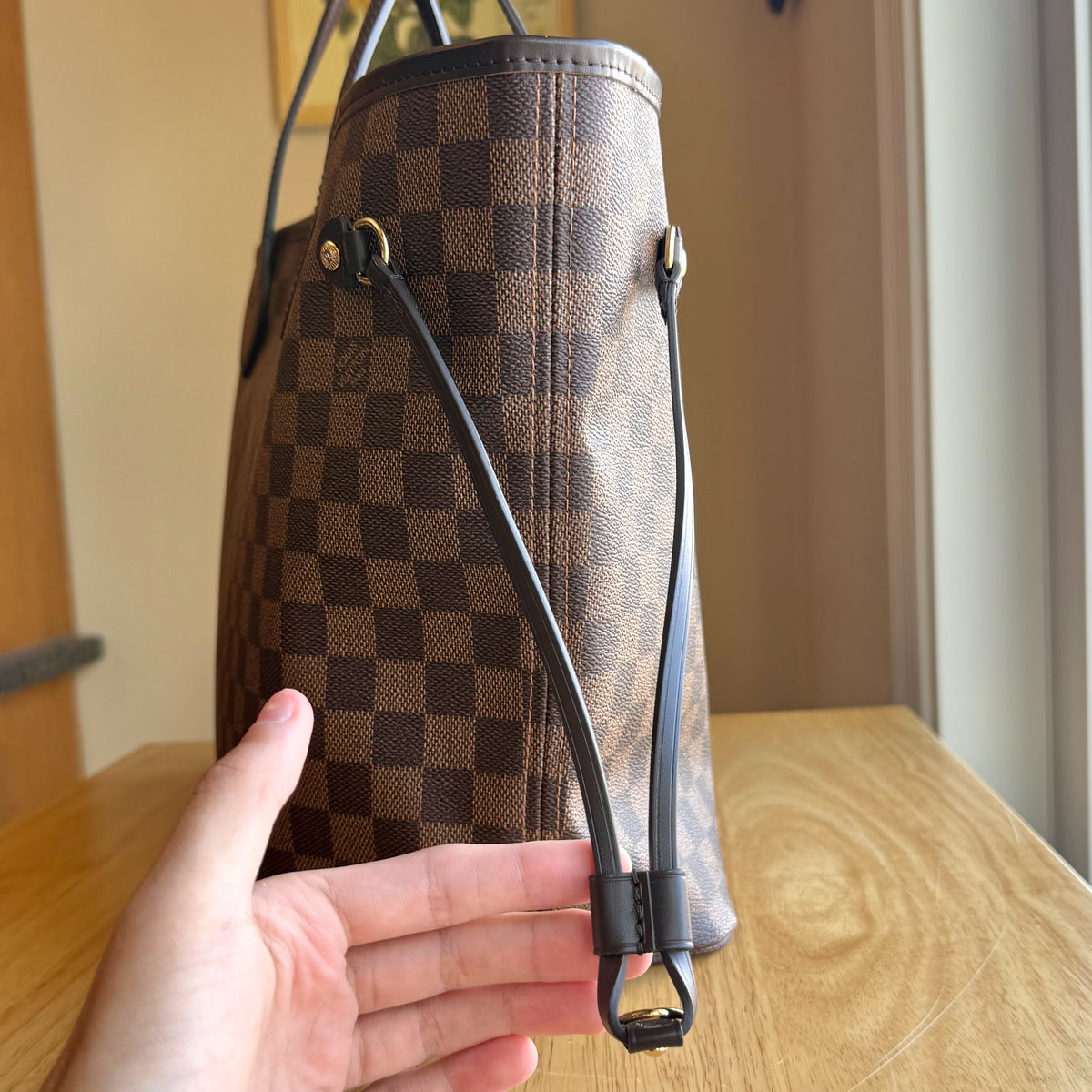 Damier Ebene Neverfull MM - Rose Ballerine Interior