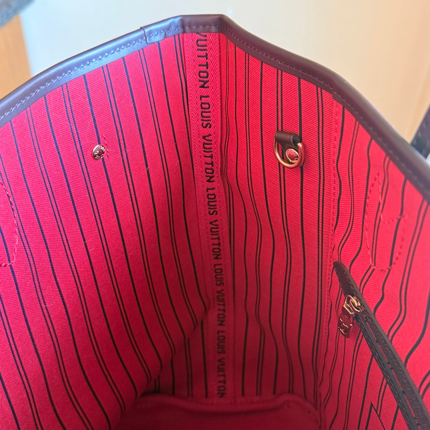 Damier Ebene Neverfull MM Set - Cerise Red Interior (Brand New)